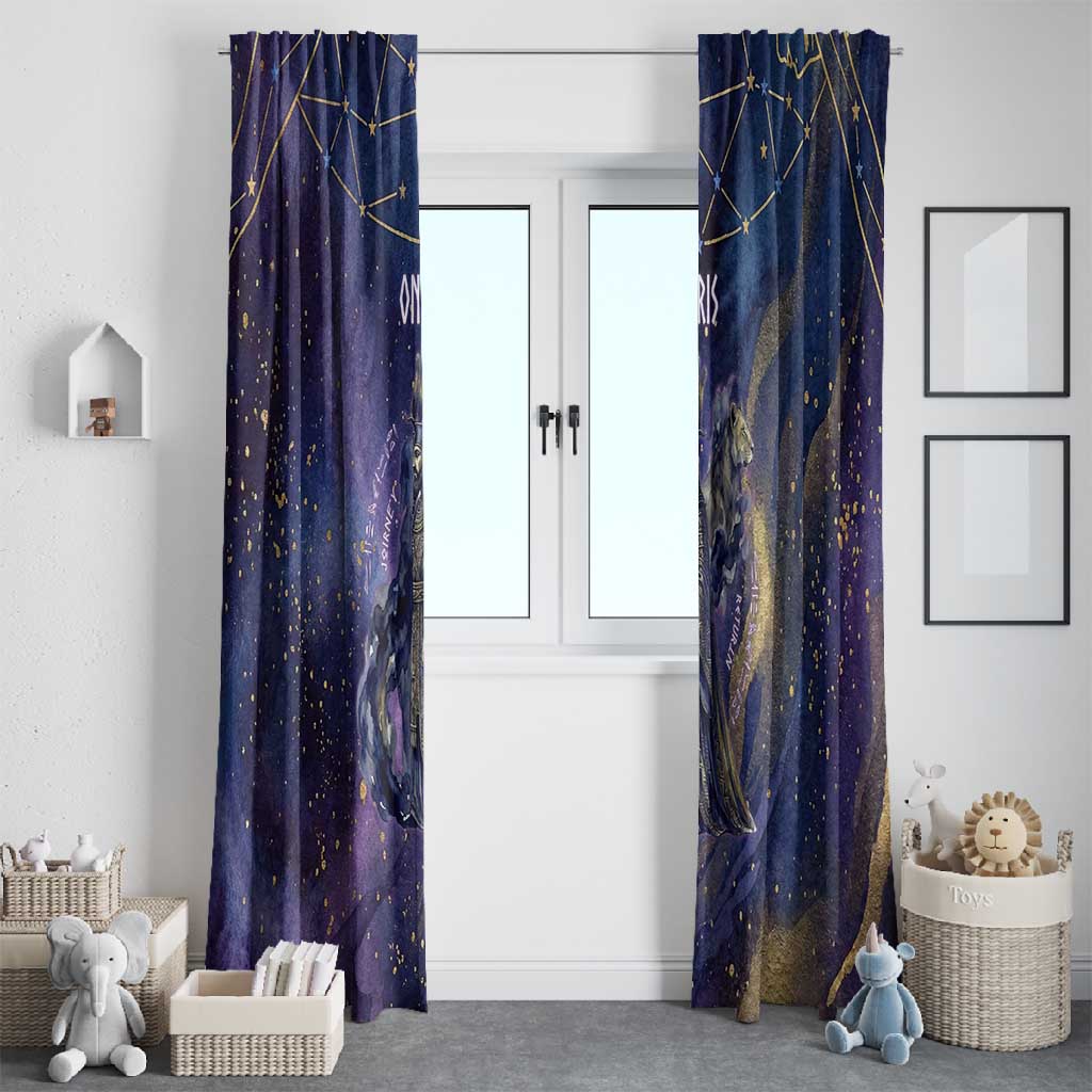 Onuris Window Curtain Cosmic Warrior Egyptian God Eye of Horus Spears Starry Night