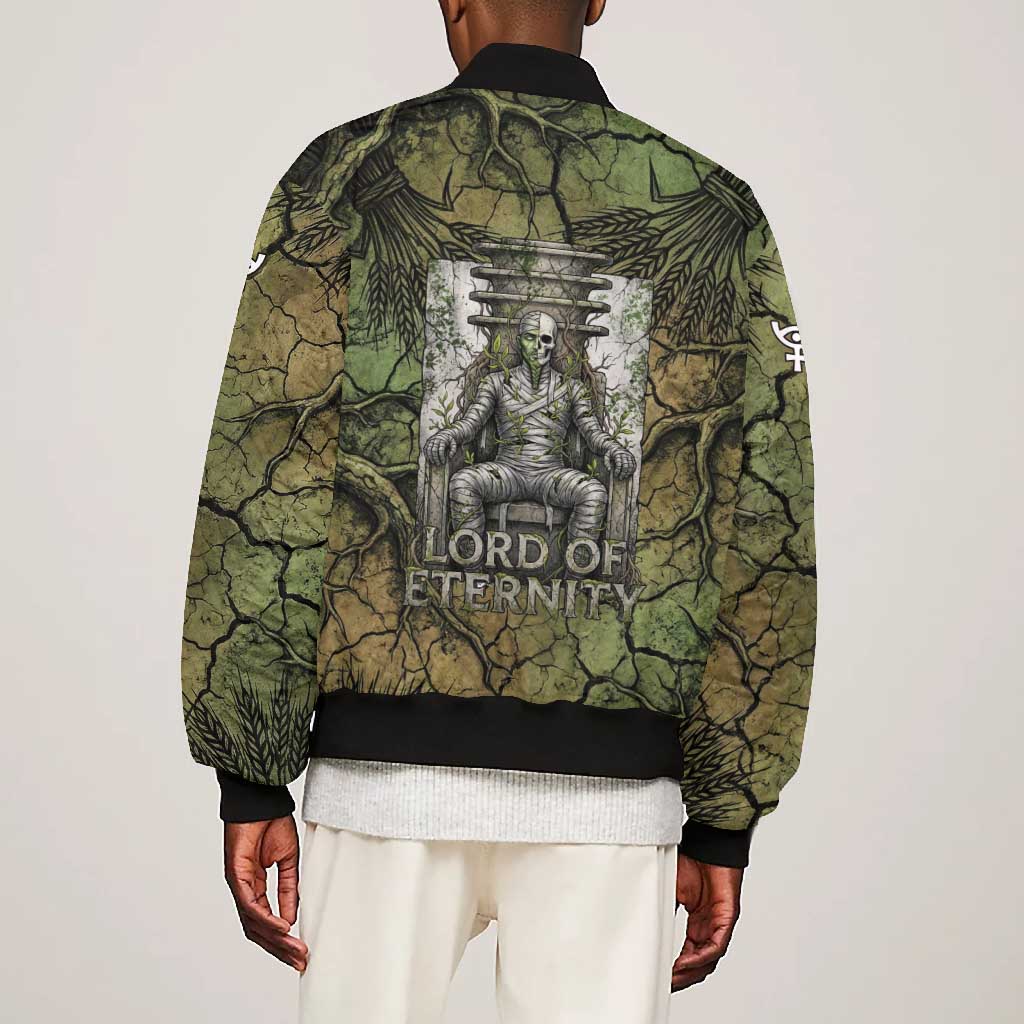 Osiris Bomber Jacket Lord of Eternity Egyptian God Throne Mummy Staffs Ancient