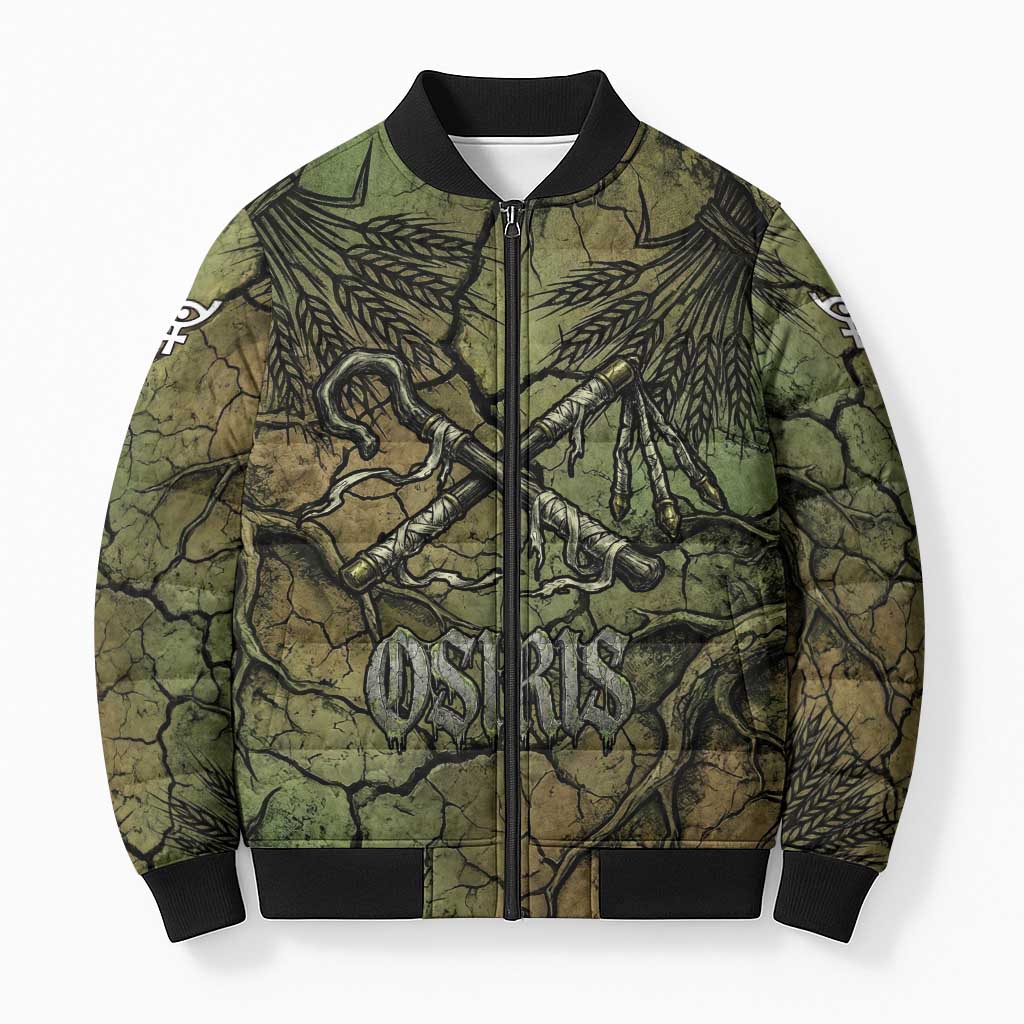 Osiris Bomber Puffer Jacket Lord of Eternity Egyptian God Throne Mummy Staffs Ancient