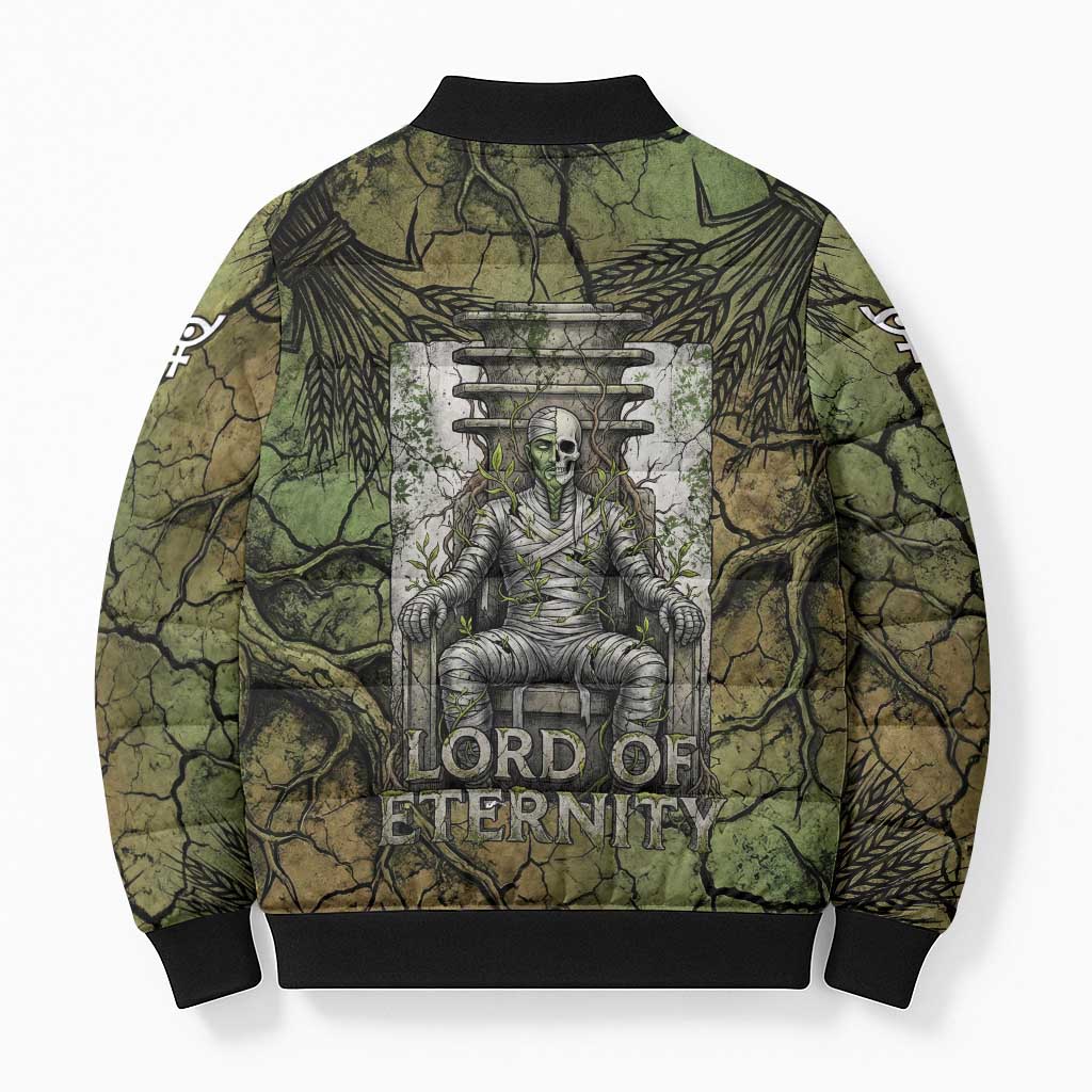 Osiris Bomber Puffer Jacket Lord of Eternity Egyptian God Throne Mummy Staffs Ancient