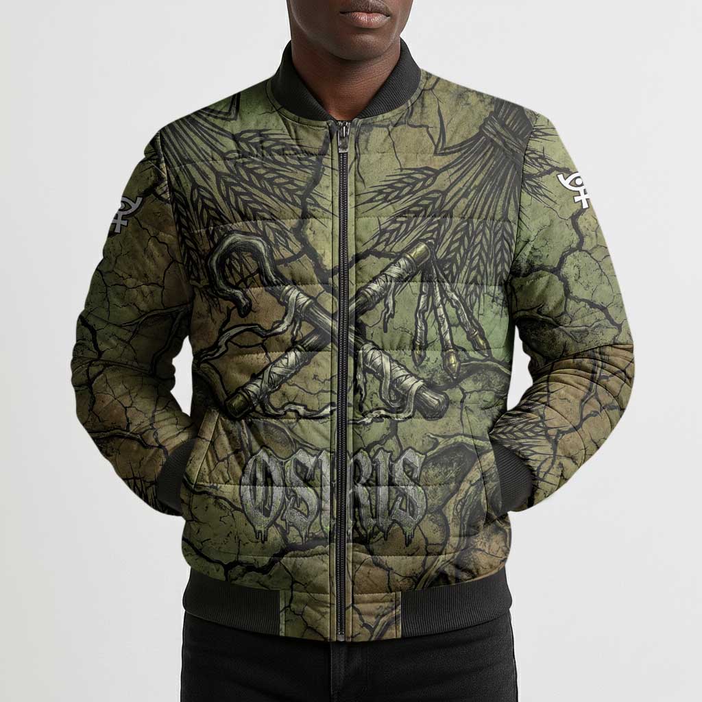 Osiris Bomber Puffer Jacket Lord of Eternity Egyptian God Throne Mummy Staffs Ancient