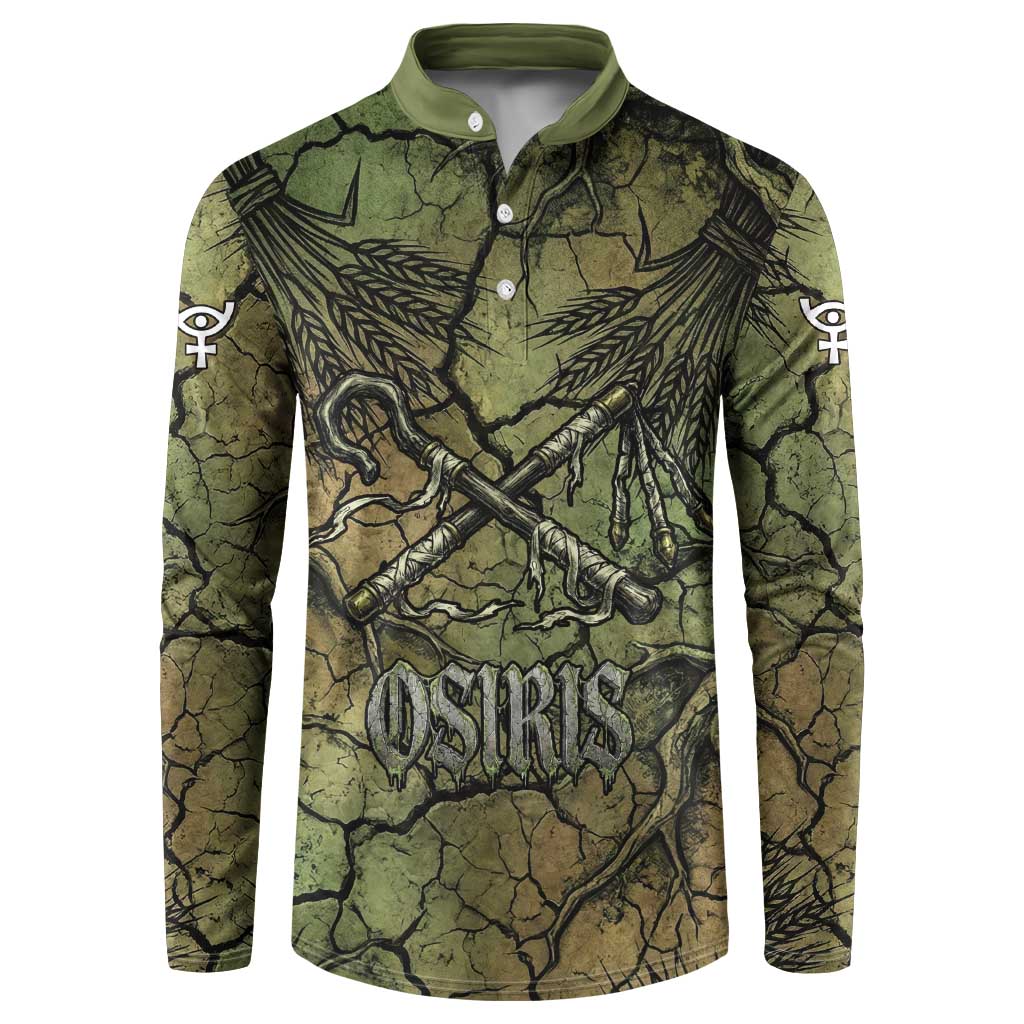 Osiris Button Sweatshirt Lord of Eternity Egyptian God Throne Mummy Staffs Ancient