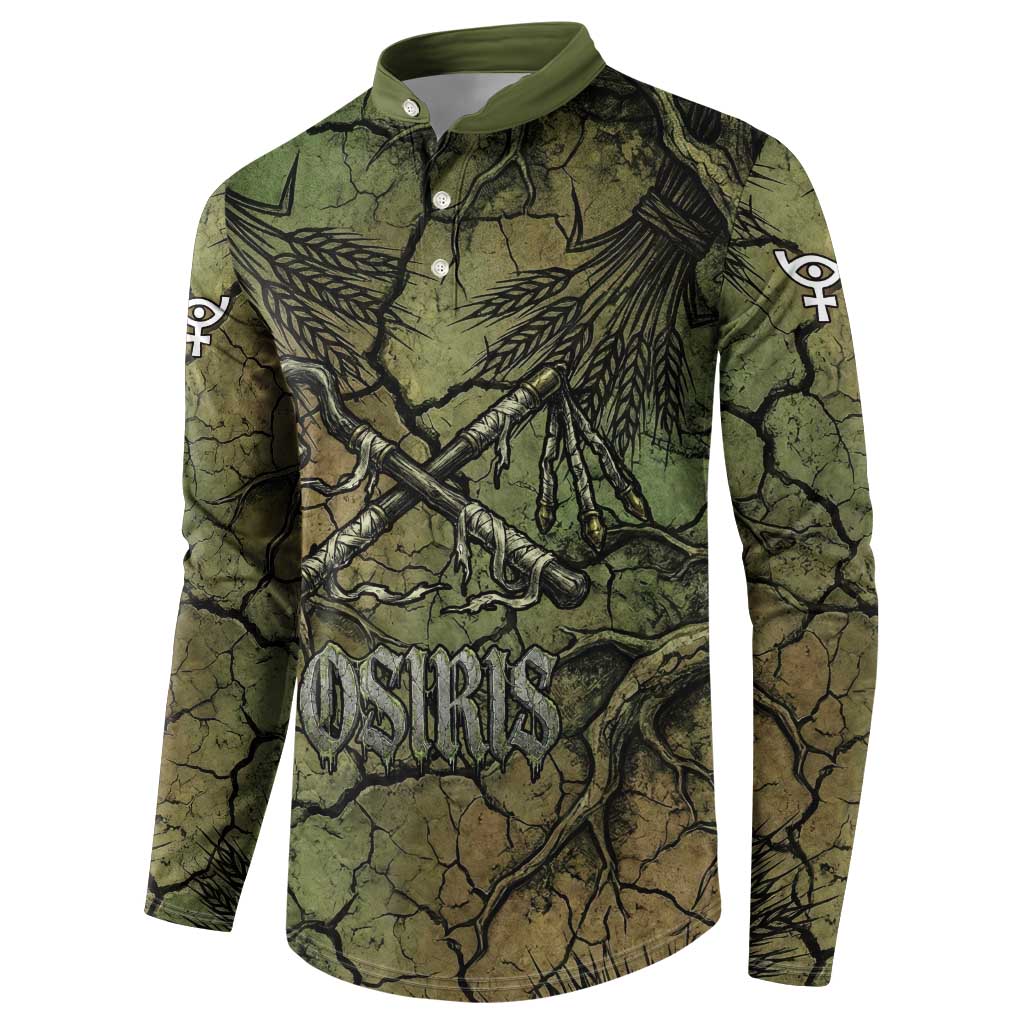 Osiris Button Sweatshirt Lord of Eternity Egyptian God Throne Mummy Staffs Ancient