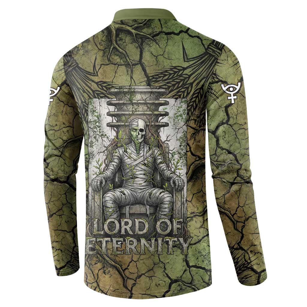 Osiris Button Sweatshirt Lord of Eternity Egyptian God Throne Mummy Staffs Ancient