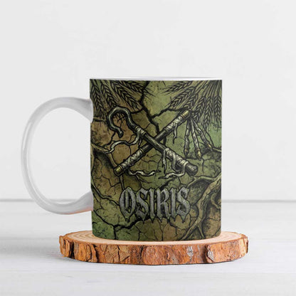 Osiris Ceramic Mug Lord of Eternity Egyptian God Throne Mummy Staffs Ancient