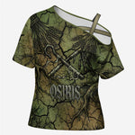 Osiris Cross Shoulder Shirt Lord of Eternity Egyptian God Throne Mummy Staffs Ancient