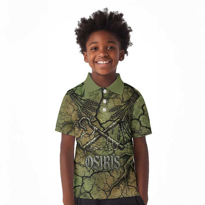 Osiris Kid Polo Shirt Lord of Eternity Egyptian God Throne Mummy Staffs Ancient