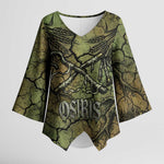 Osiris Kimono Sleeve Blouse Lord of Eternity Egyptian God Throne Mummy Staffs Ancient