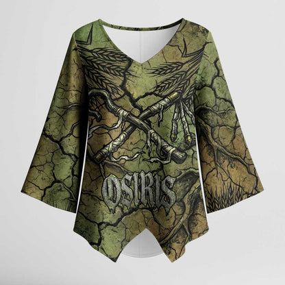 Osiris Kimono Sleeve Blouse Lord of Eternity Egyptian God Throne Mummy Staffs Ancient
