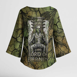 Osiris Kimono Sleeve Blouse Lord of Eternity Egyptian God Throne Mummy Staffs Ancient