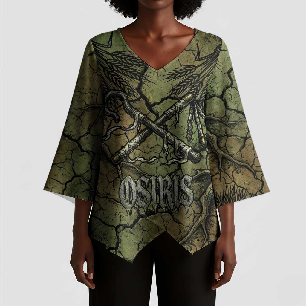 Osiris Kimono Sleeve Blouse Lord of Eternity Egyptian God Throne Mummy Staffs Ancient