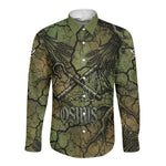Osiris Long Sleeve Button Shirt Lord of Eternity Egyptian God Throne Mummy Staffs Ancient