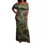 Osiris Off Shoulder Maxi Dress Lord of Eternity Egyptian God Throne Mummy Staffs Ancient