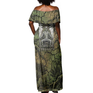 Osiris Off Shoulder Maxi Dress Lord of Eternity Egyptian God Throne Mummy Staffs Ancient