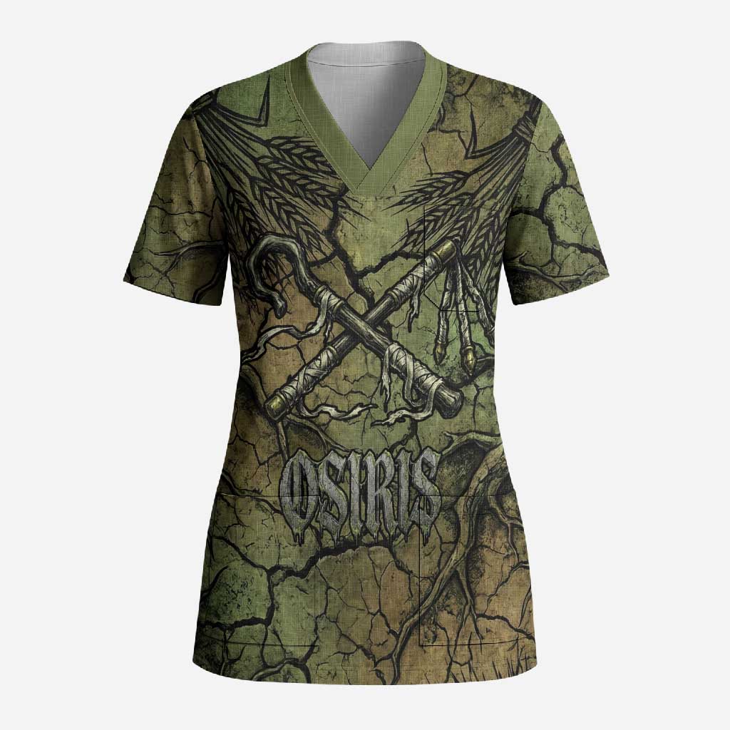 Osiris Scrub Top Lord of Eternity Egyptian God Throne Mummy Staffs Ancient