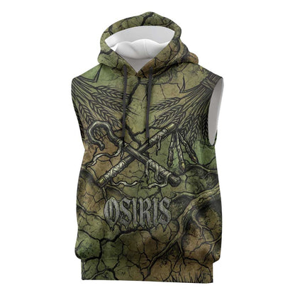 Osiris Sleeveless Hoodie Lord of Eternity Egyptian God Throne Mummy Staffs Ancient