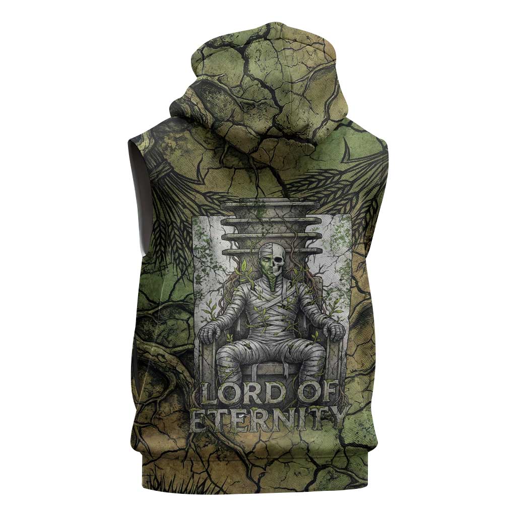 Osiris Sleeveless Hoodie Lord of Eternity Egyptian God Throne Mummy Staffs Ancient