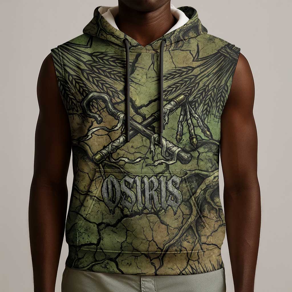 Osiris Sleeveless Hoodie Lord of Eternity Egyptian God Throne Mummy Staffs Ancient