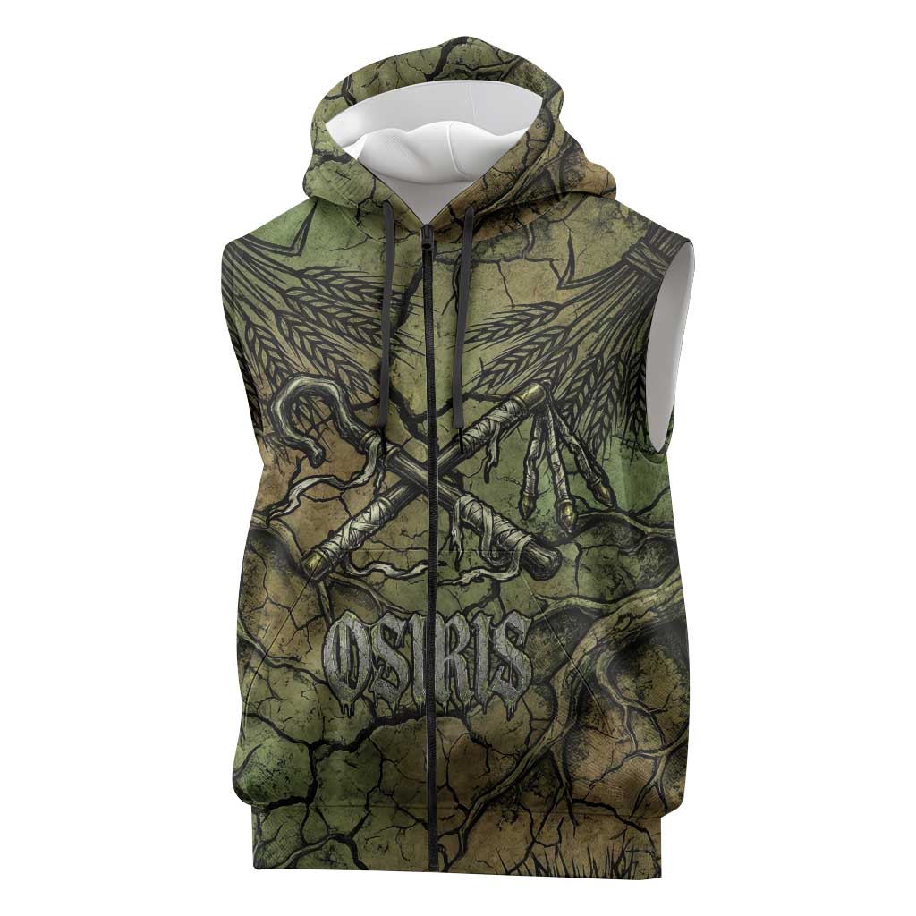 Osiris Sleeveless Zip Hoodie Lord of Eternity Egyptian God Throne Mummy Staffs Ancient