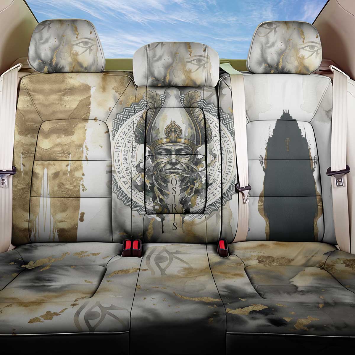 Osiris Egyptian Back Car Seat Cover God of Afterlife Feather Scale Judgment Eye of Horus