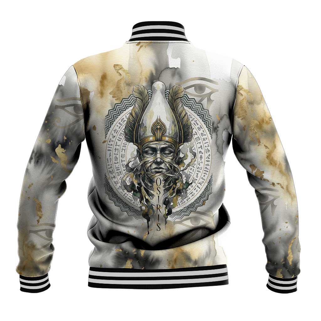 Osiris Egyptian Baseball Jacket God of Afterlife Feather Scale Judgment Eye of Horus