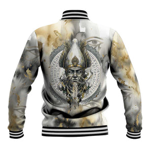 Osiris Egyptian Baseball Jacket God of Afterlife Feather Scale Judgment Eye of Horus