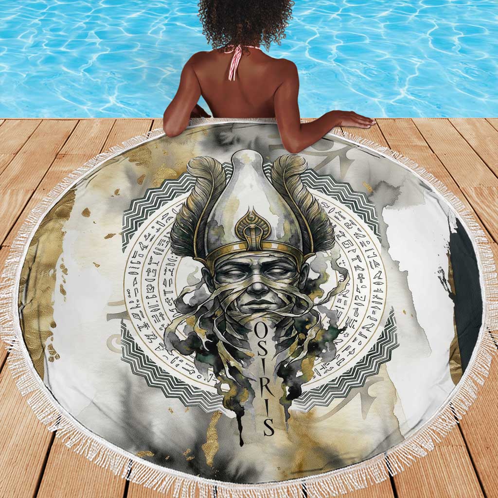 Osiris Egyptian Beach Blanket God of Afterlife Feather Scale Judgment Eye of Horus
