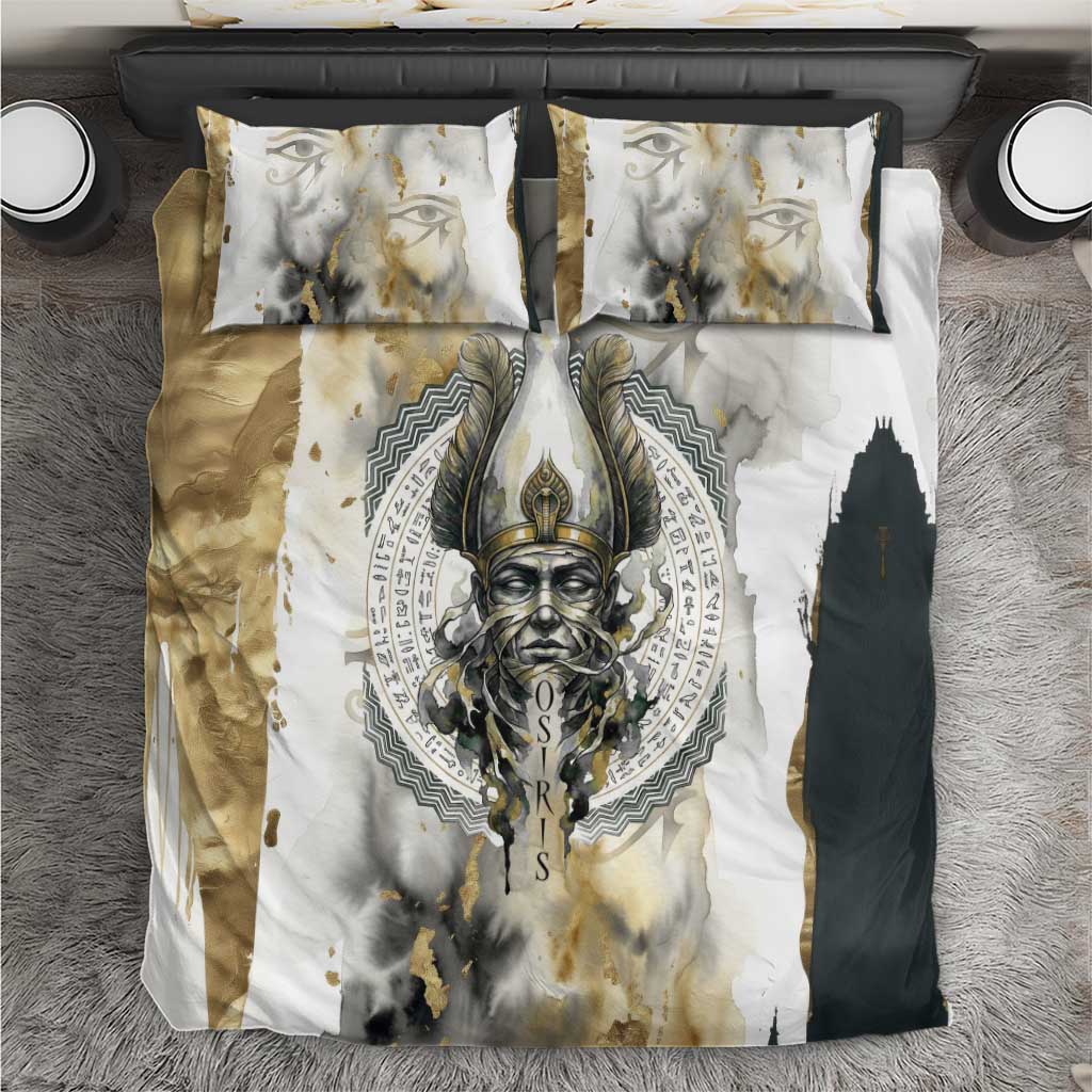 Osiris Egyptian Bedding Set God of Afterlife Feather Scale Judgment Eye of Horus