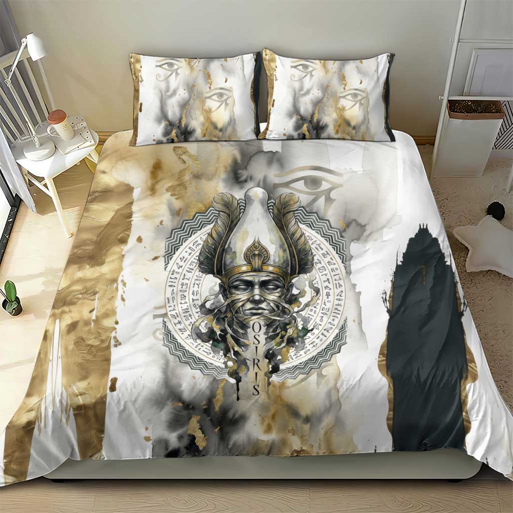 Osiris Egyptian Bedding Set God of Afterlife Feather Scale Judgment Eye of Horus