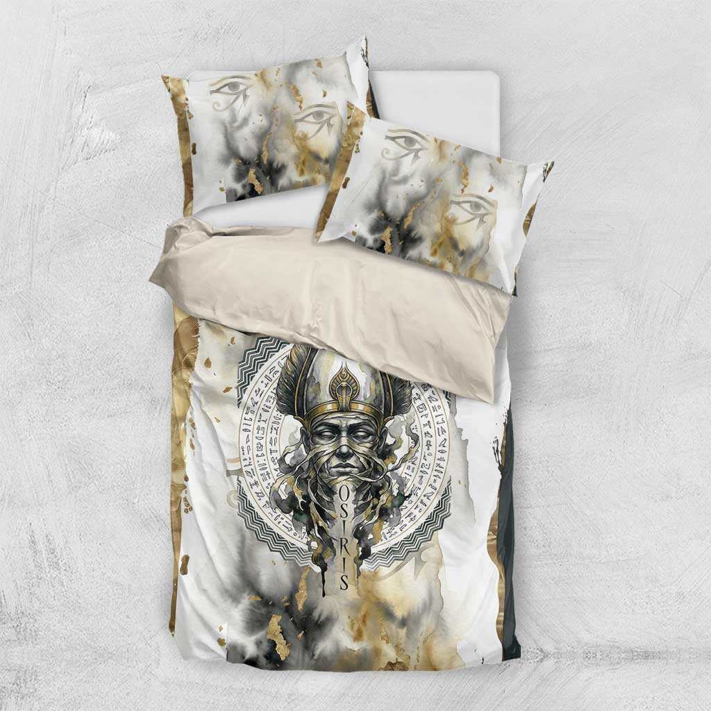 Osiris Egyptian Bedding Set God of Afterlife Feather Scale Judgment Eye of Horus