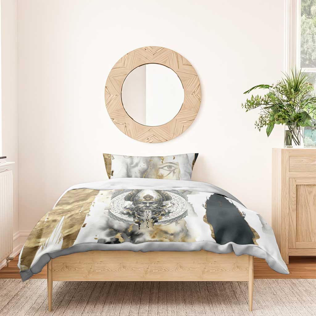 Osiris Egyptian Bedding Set God of Afterlife Feather Scale Judgment Eye of Horus