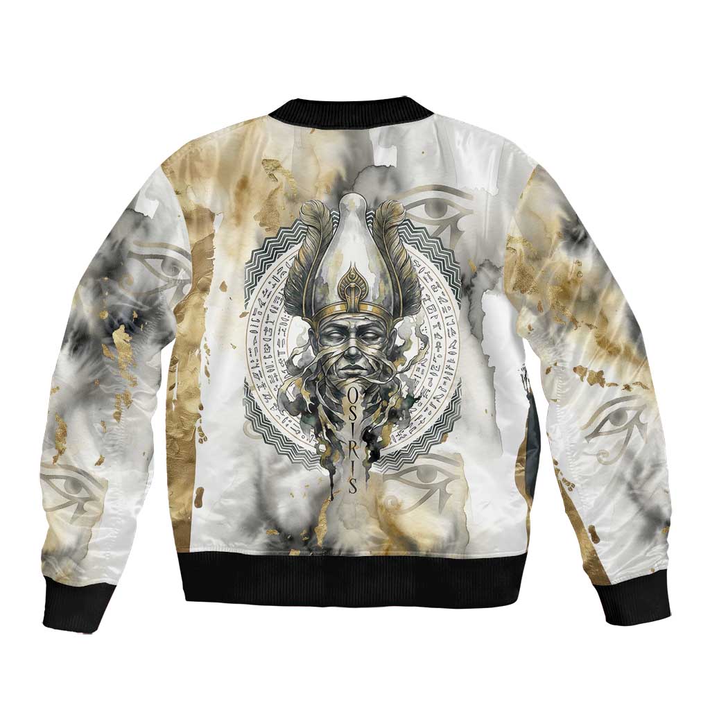 Osiris Egyptian Bomber Jacket God of Afterlife Feather Scale Judgment Eye of Horus