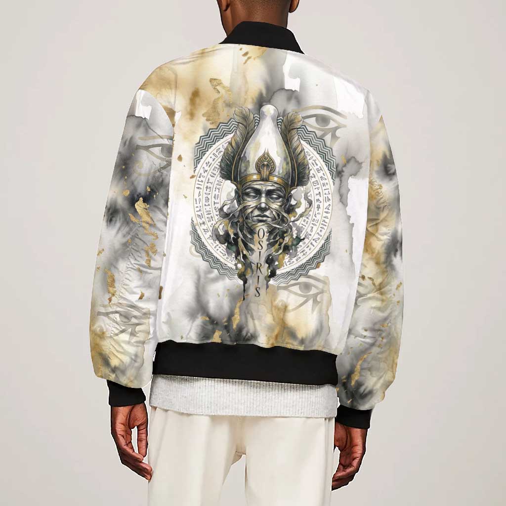 Osiris Egyptian Bomber Jacket God of Afterlife Feather Scale Judgment Eye of Horus