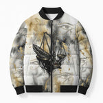 Osiris Egyptian Bomber Puffer Jacket God of Afterlife Feather Scale Judgment Eye of Horus