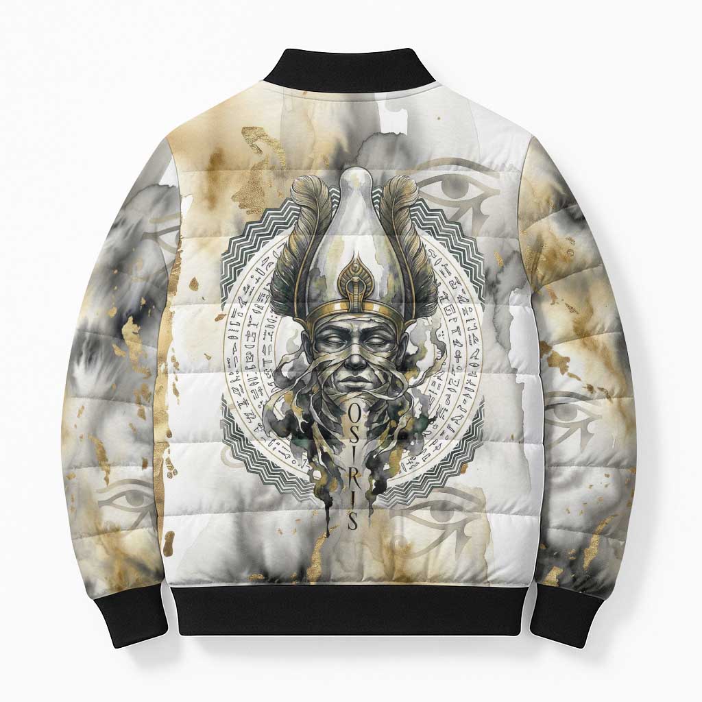 Osiris Egyptian Bomber Puffer Jacket God of Afterlife Feather Scale Judgment Eye of Horus