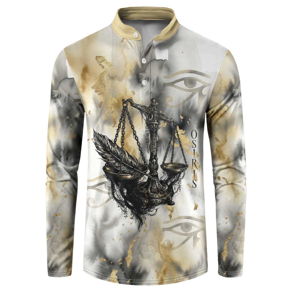 Osiris Egyptian Button Sweatshirt God of Afterlife Feather Scale Judgment Eye of Horus