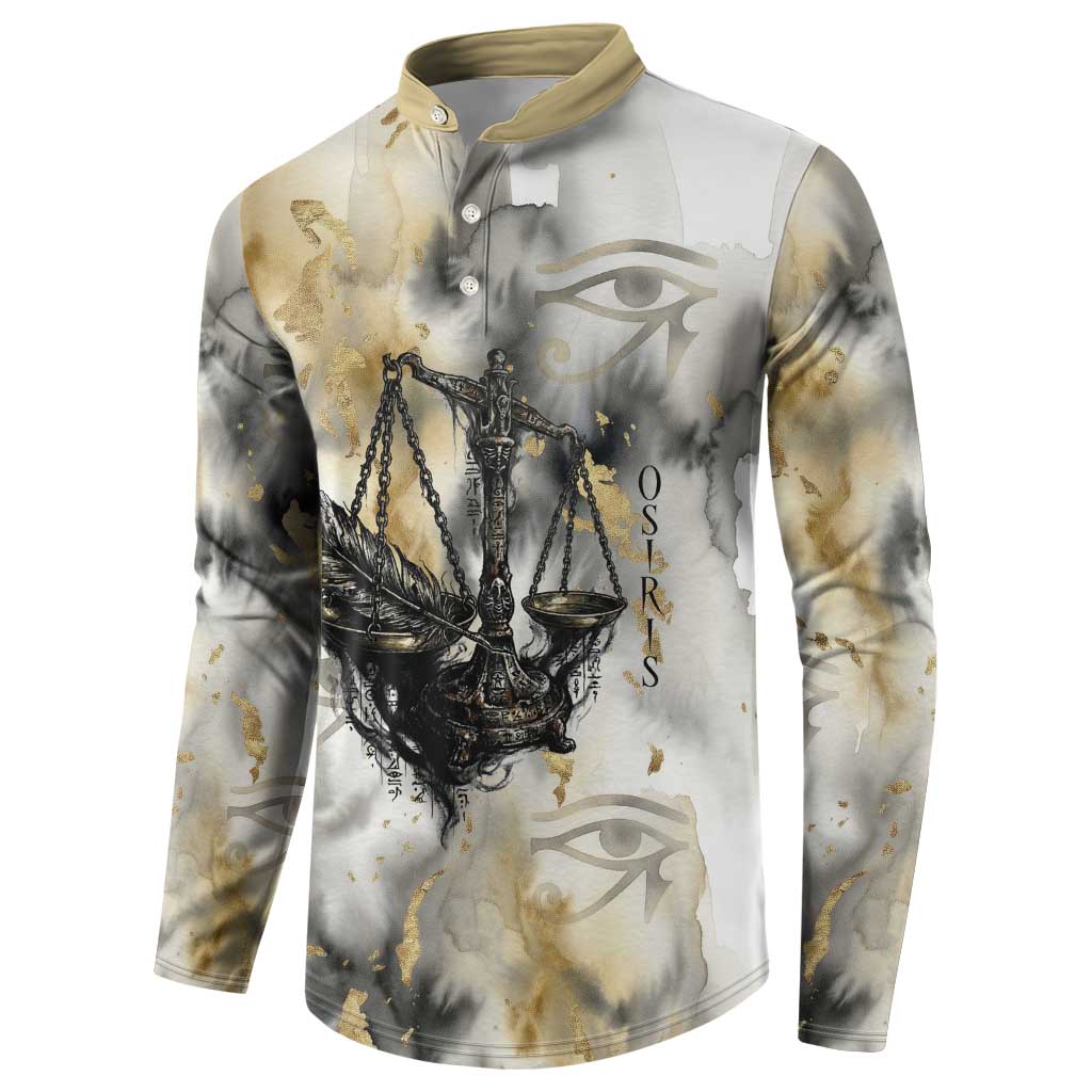 Osiris Egyptian Button Sweatshirt God of Afterlife Feather Scale Judgment Eye of Horus