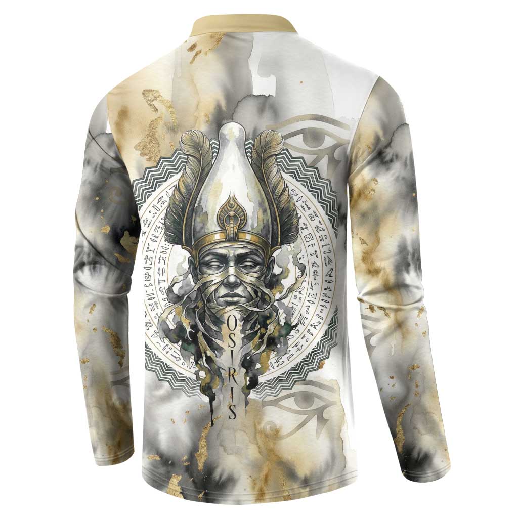Osiris Egyptian Button Sweatshirt God of Afterlife Feather Scale Judgment Eye of Horus