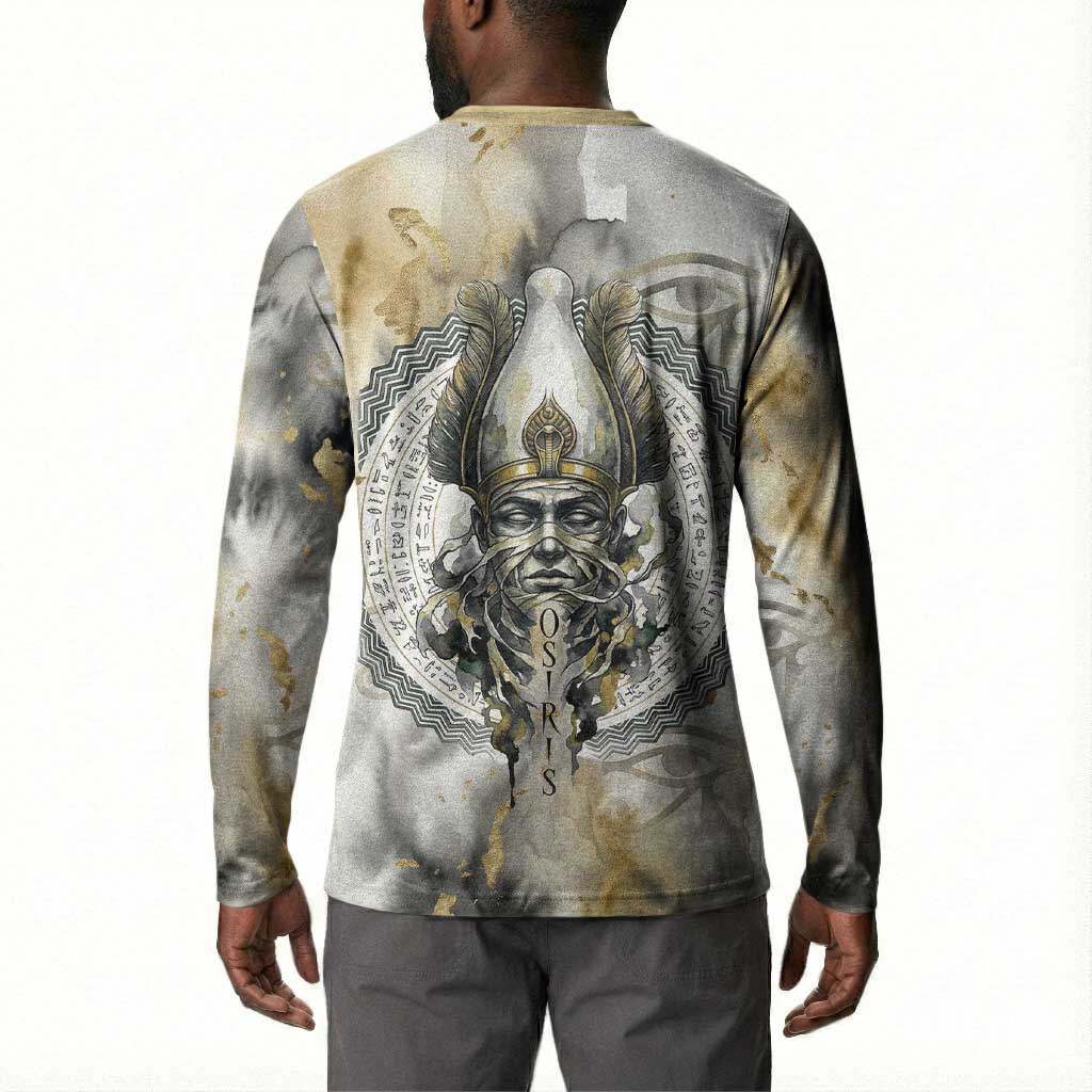 Osiris Egyptian Button Sweatshirt God of Afterlife Feather Scale Judgment Eye of Horus