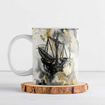 Osiris Egyptian Ceramic Mug God of Afterlife Feather Scale Judgment Eye of Horus