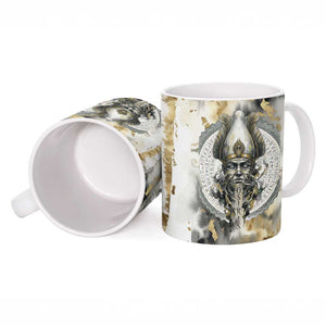 Osiris Egyptian Ceramic Mug God of Afterlife Feather Scale Judgment Eye of Horus