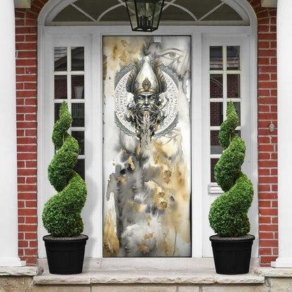 Osiris Egyptian Door Cover God of Afterlife Feather Scale Judgment Eye of Horus