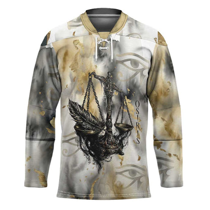 Osiris Egyptian Hockey Jersey God of Afterlife Feather Scale Judgment Eye of Horus
