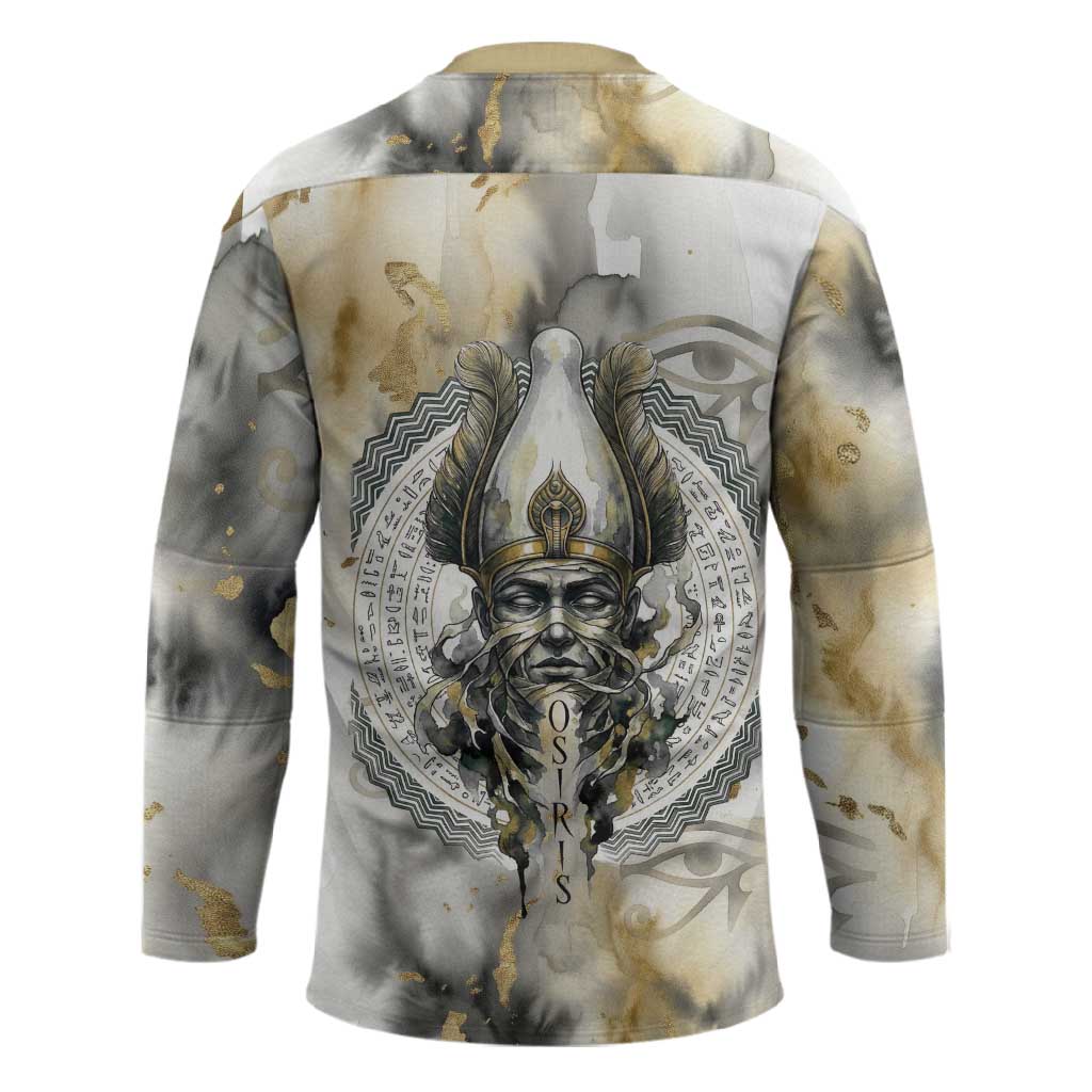 Osiris Egyptian Hockey Jersey God of Afterlife Feather Scale Judgment Eye of Horus