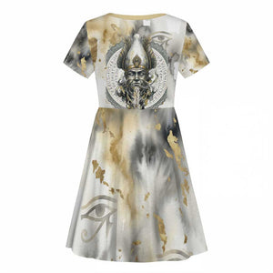 Osiris Egyptian Kid Short Sleeve Dress God of Afterlife Feather Scale Judgment Eye of Horus