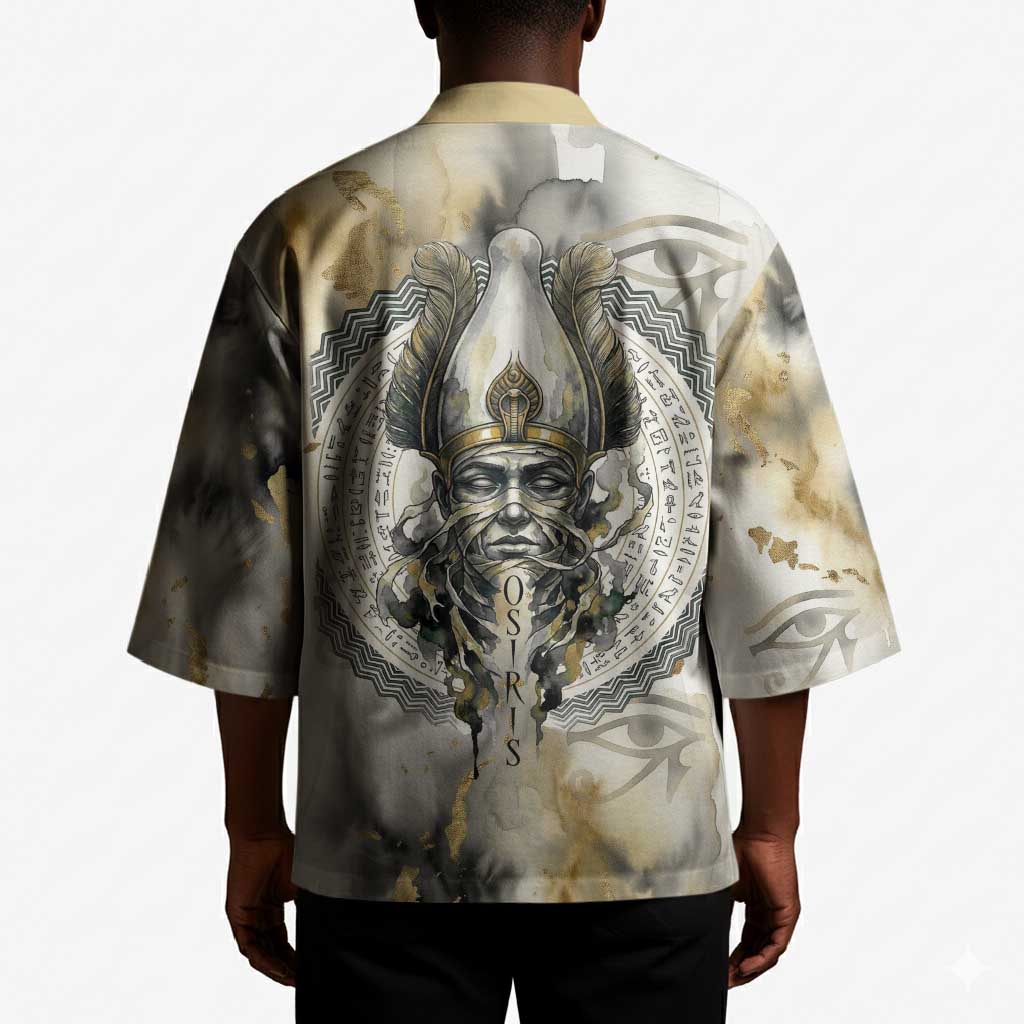 Osiris Egyptian Kimono God of Afterlife Feather Scale Judgment Eye of Horus
