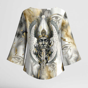 Osiris Egyptian Kimono Sleeve Blouse God of Afterlife Feather Scale Judgment Eye of Horus