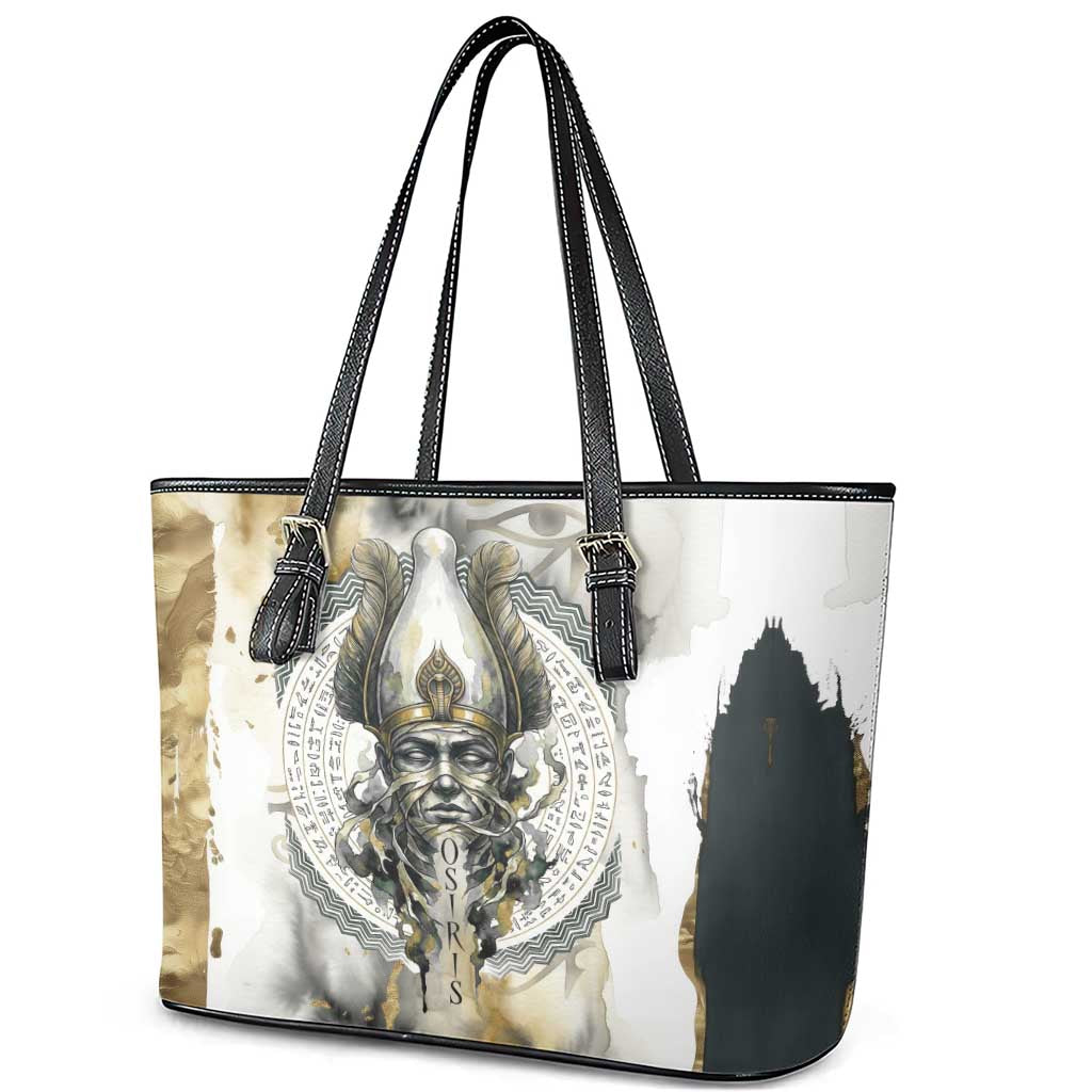 Osiris Egyptian Leather Tote Bag God of Afterlife Feather Scale Judgment Eye of Horus