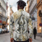 Osiris Egyptian Long Sleeve Button Shirt God of Afterlife Feather Scale Judgment Eye of Horus