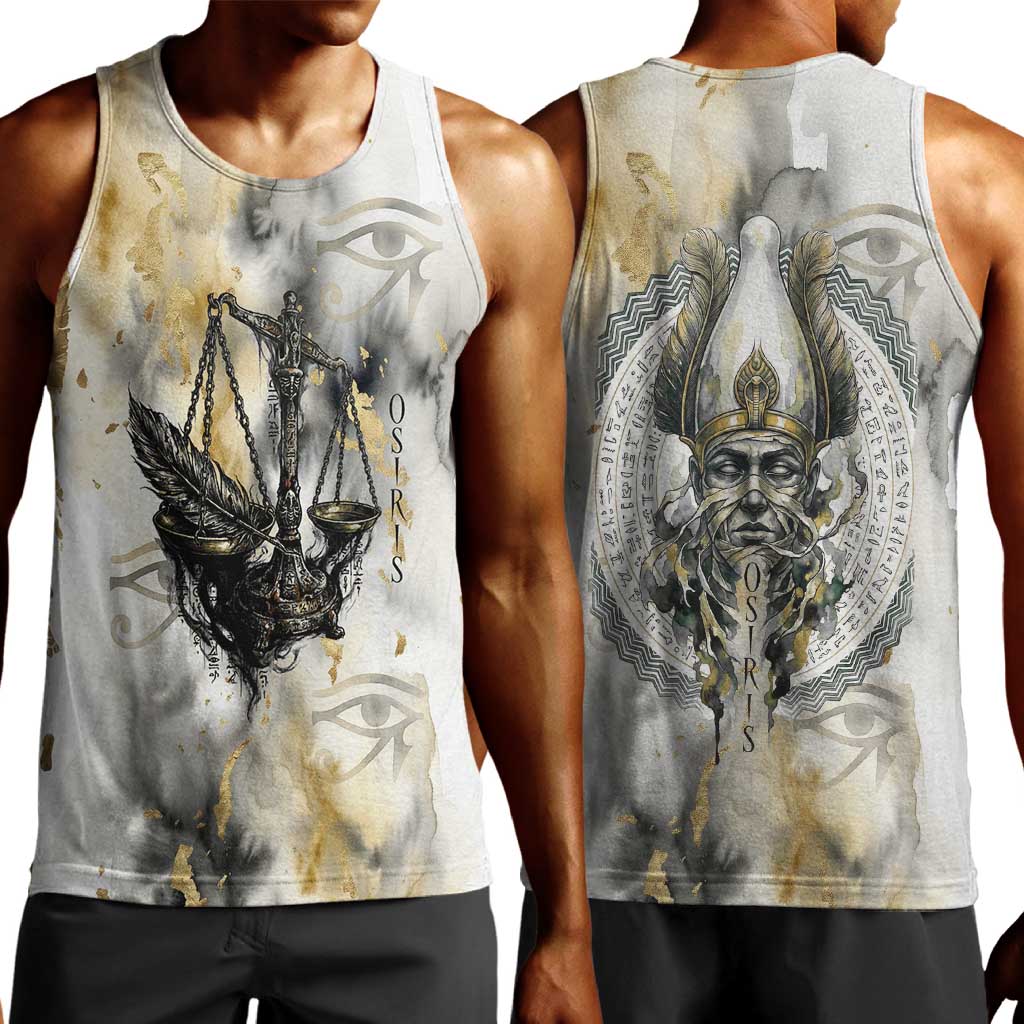 Osiris Egyptian Men Tank Top God of Afterlife Feather Scale Judgment Eye of Horus
